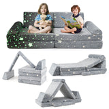 8 Pieces Modular Kids Play Couch Glow in the Dark Toddler Sectional Sofa