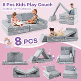8 Pieces Modular Kids Play Couch Glow in the Dark Toddler Sectional Sofa
