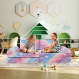 8 Pieces Modular Kids Play Couch Glow in the Dark Toddler Sectional Sofa