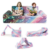 8 Pieces Modular Kids Play Couch Glow in the Dark Toddler Sectional Sofa