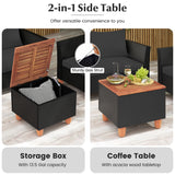 8 Pieces Outdoor Conversation Set with Storage Coffee Table-Black