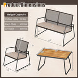 8 Pieces Patio Furniture Set with Acacia Wood Coffee Table and Zippered Cushions-Yellow
