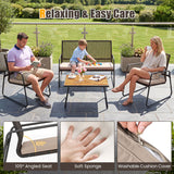 8 Pieces Patio Furniture Set with Acacia Wood Coffee Table and Zippered Cushions-Yellow