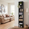 8-Tier Narrow Bookshelf with 4 Adjustable Shelves and Storage Cubes
