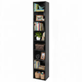 8-Tier Narrow Bookshelf with 4 Adjustable Shelves and Storage Cubes