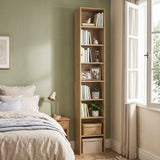 8-Tier Narrow Bookshelf with 4 Adjustable Shelves and Storage Cubes