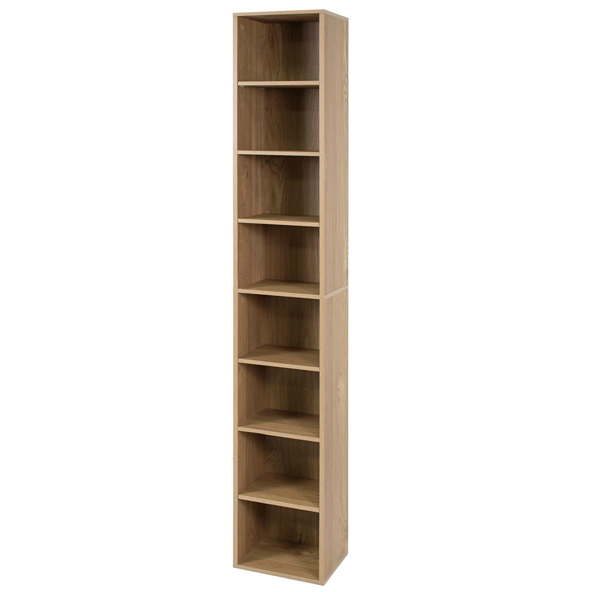 8-Tier Narrow Bookshelf with 4 Adjustable Shelves and Storage Cubes
