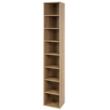 8-Tier Narrow Bookshelf with 4 Adjustable Shelves and Storage Cubes