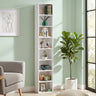 8-Tier Narrow Bookshelf with 4 Adjustable Shelves and Storage Cubes