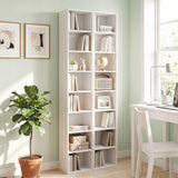 8-Tier Narrow Bookshelf with 4 Adjustable Shelves and Storage Cubes