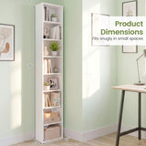 8-Tier Narrow Bookshelf with 4 Adjustable Shelves and Storage Cubes