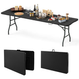 8 ft Portable Folding Table 350 LBS Fold-in-Half Table with HDPE Tabletop
