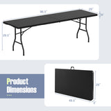 8 ft Portable Folding Table 350 LBS Fold-in-Half Table with HDPE Tabletop