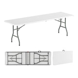 8 ft Portable Folding Table 350 LBS Fold-in-Half Table with HDPE Tabletop