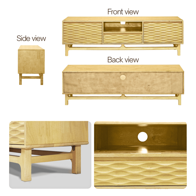 Acacia Elara Solid Wood TV Stand with Storage and Cable Management for TVs up to 80"