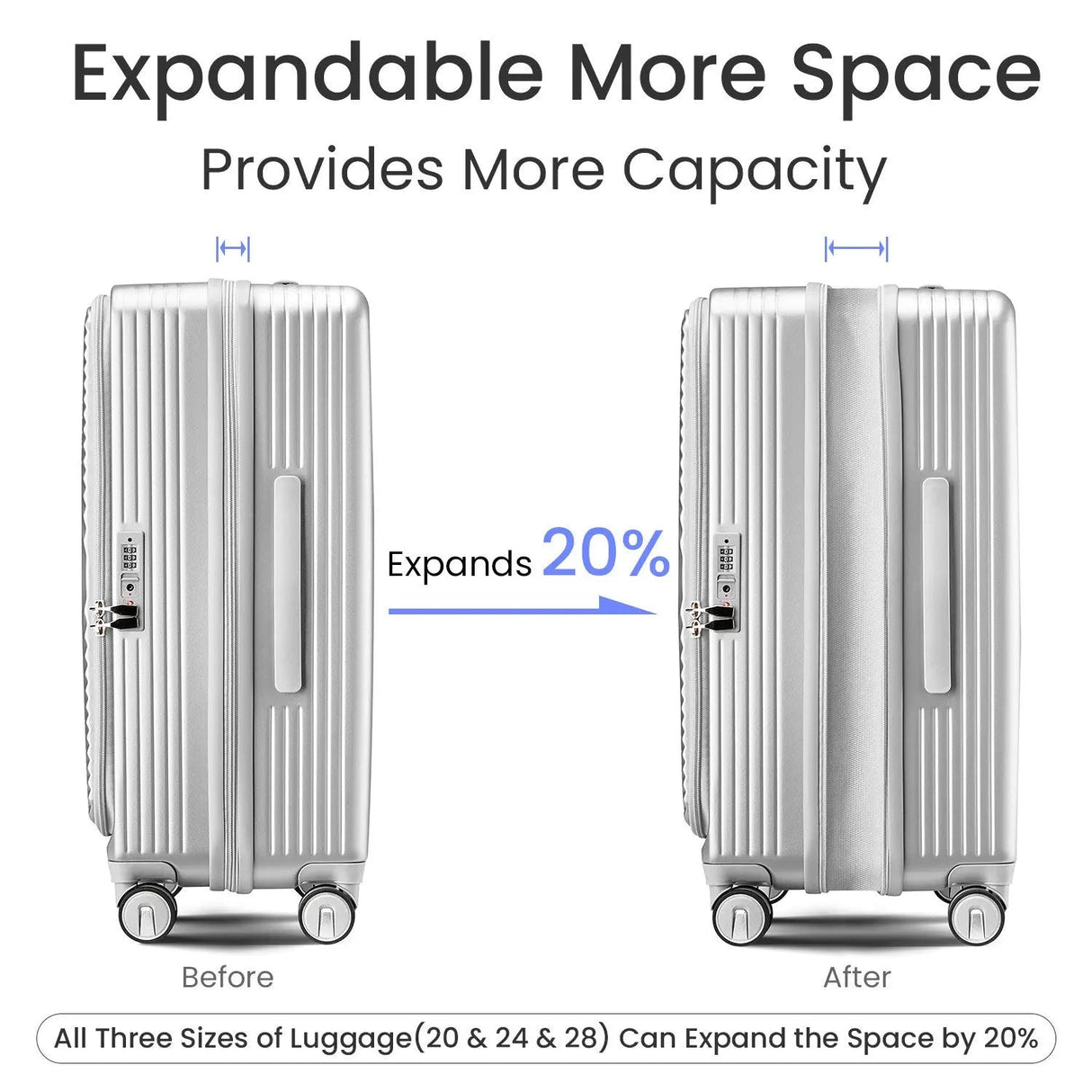 Luggage Sets 3 Piece(20/24/28), Expandable Carry On Luggage with TSA