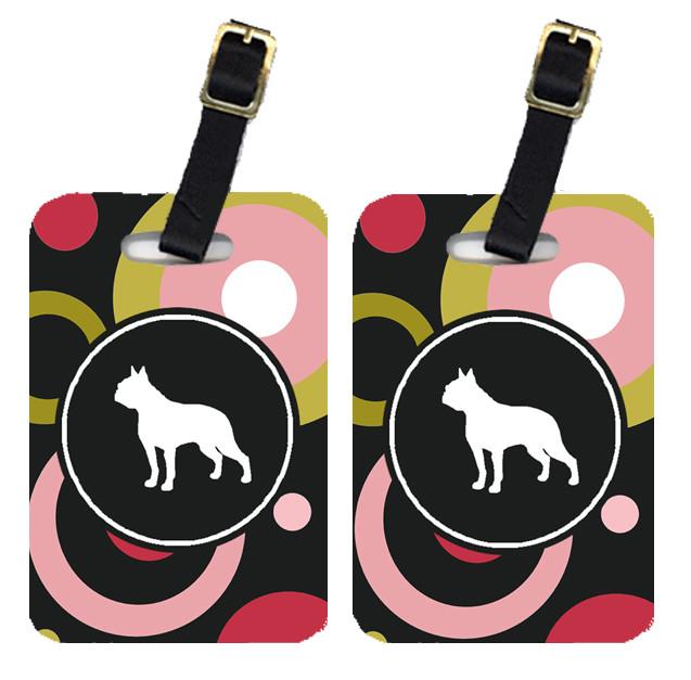 Boston Terrier Luggage Tags – Set of 2 Durable Bag Tags with Straps