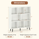 8-Cube Bookcase with 5 Tapered Metal Legs