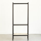 (Black) Solid Oak Wood Clothes Rack, Black Rattan Hanger Rack-clothes Rack with Shelves, Cloth Hanger Standing Garment Racks for Hanging Clothes