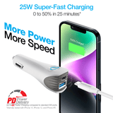 Naztech N420 PD25W+2.4A Car Charger + C to MFI 4ft Cable