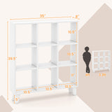 9-Cube Bookcase with 6 Removable Shelves and Raised Support Feet