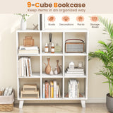 9-Cube Bookcase with 6 Removable Shelves and Raised Support Feet