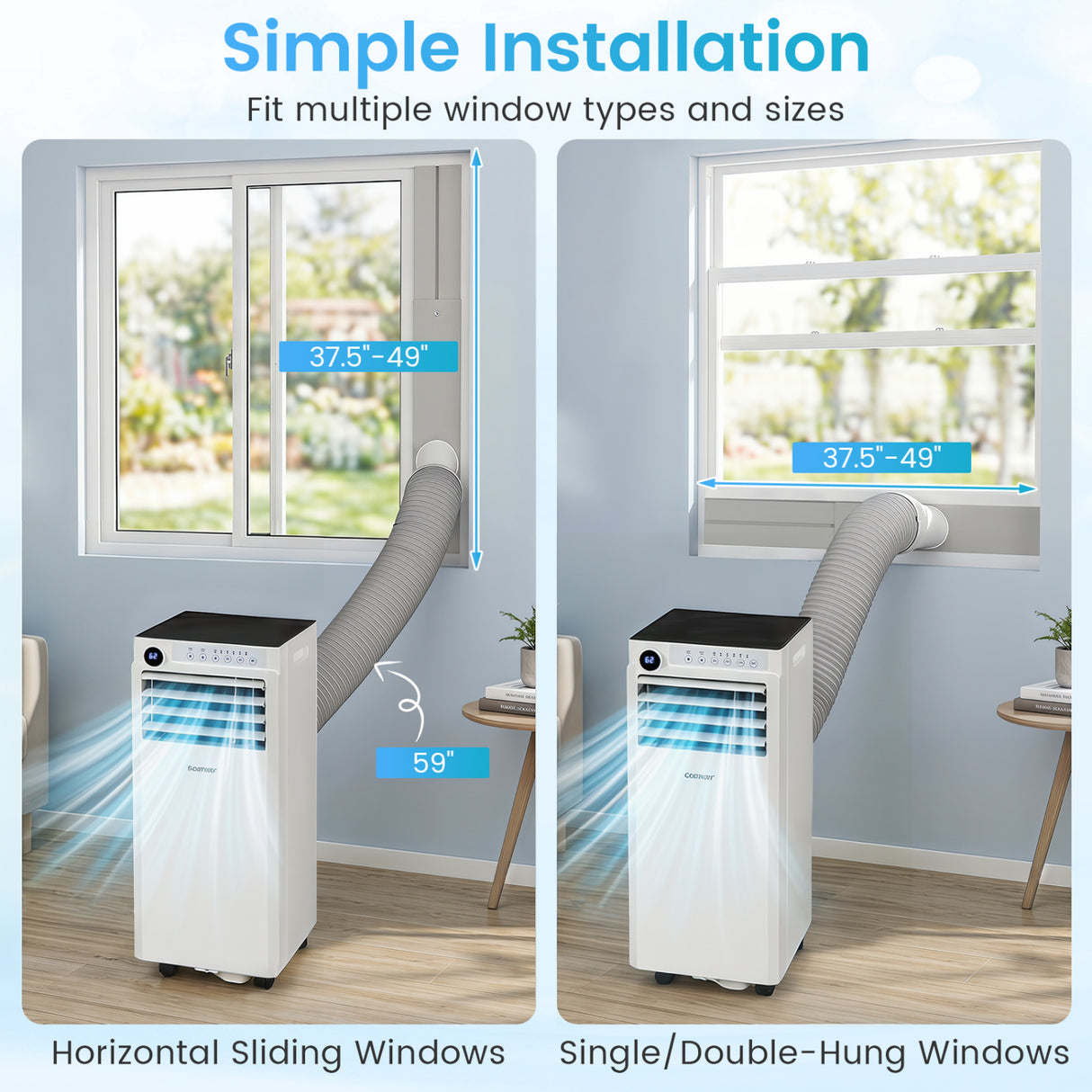 9000 BTU Portable Air Conditioner with Dehumidifier and 24H Timer-White