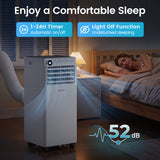 9000 BTU Portable Air Conditioner with Dehumidifier and 24H Timer-White