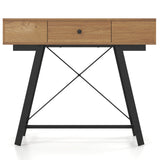 Vanity Desk with Flip Top Mirror Makeup Dressing Table-Rustic Brown