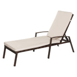 2 Pieces Patio Rattan Adjustable Back Lounge Chair with Armrest and Removable Cushions
