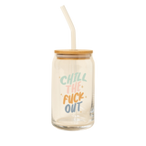 Can Glass w/ Lid + Straw