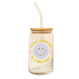 Can Glass w/ Lid + Straw