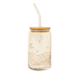 Can Glass w/ Lid + Straw