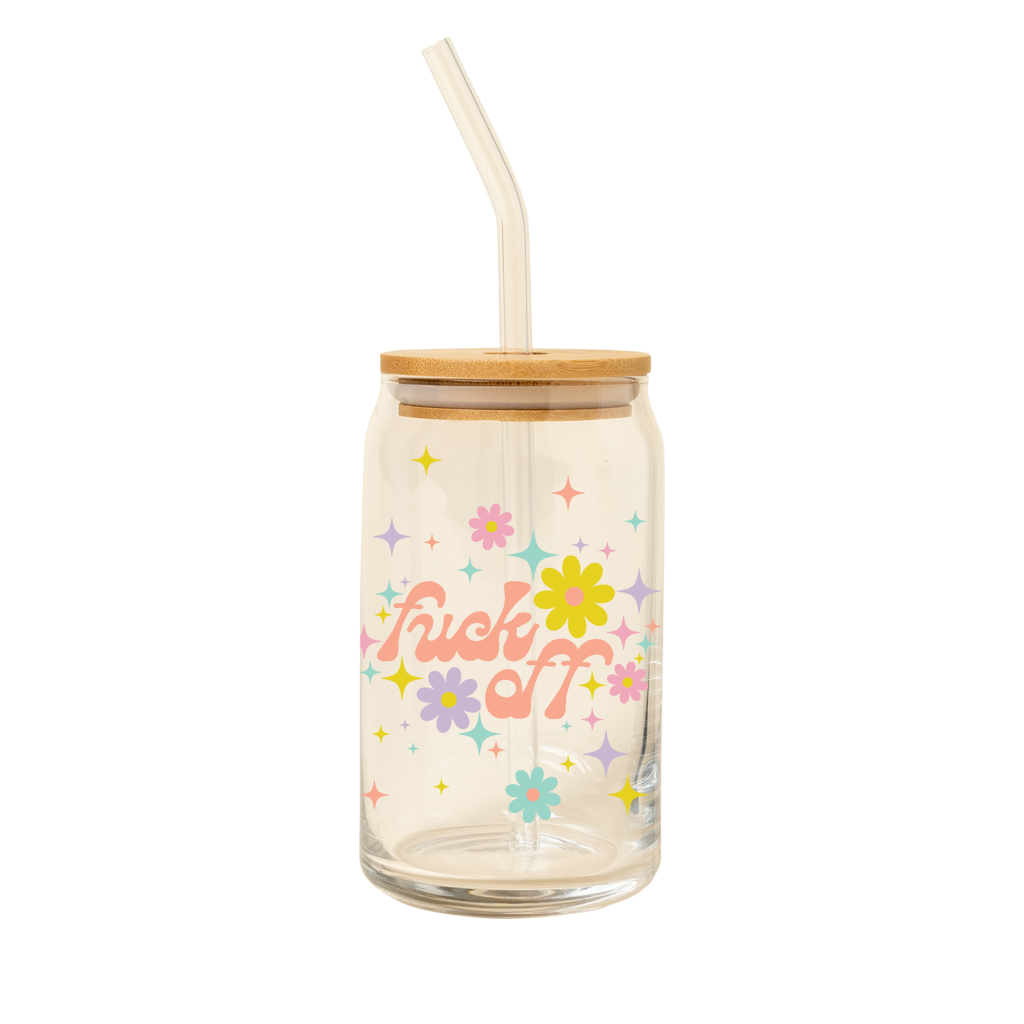 Can Glass w/ Lid + Straw