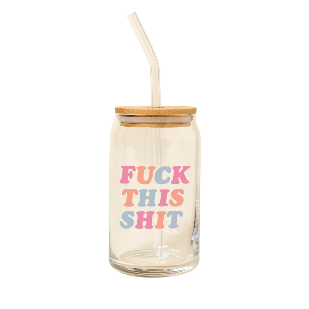 Can Glass w/ Lid + Straw