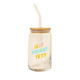 Can Glass w/ Lid + Straw