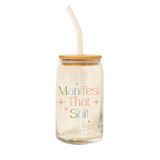 Can Glass w/ Lid + Straw