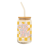 Can Glass w/ Lid + Straw