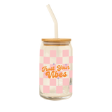 Can Glass w/ Lid + Straw