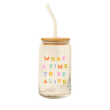 Can Glass w/ Lid + Straw