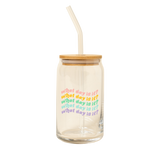Can Glass w/ Lid + Straw