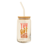 Can Glass w/ Lid + Straw