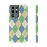 GREEN BLUE BEIGE ARGYLE | Tough Phone Case