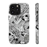 B&W ABSTRACT DOODLE | Tough Phone Case