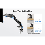ErgoAV Gas Spring Desk Mount for Single Monitors 13" to 27"
