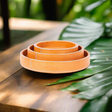 Porteño | Cedar Wood + Leather Round Tray Set