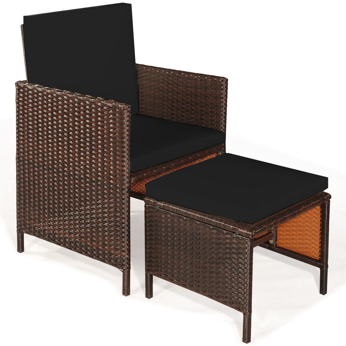 9 Pieces Patio Rattan Dining Cushioned Chairs Set