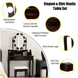 Makeup Dressing Table with Touch Switch Lighted Mirror and Cushioned Stool