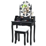Oval Mirror Vanity Set  with 10 LED Dimmable Bulbs and 3 Drawers