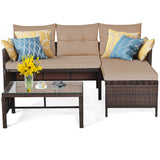 3 Pieces Patio Wicker Rattan Sofa Set